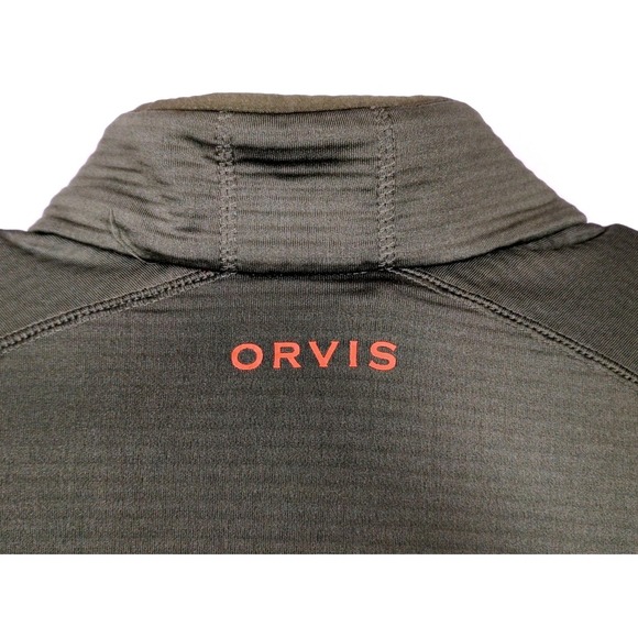 Orvis Size L Mens Grid Fleece Vest Olive Green Orange Full Zip Outdoor Hiking - Picture 6 of 12